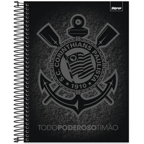 Caderno Escolar Universitário Espiral Capa Dura 10 Matérias 160 Folhas Corinthians Sccp Spiral