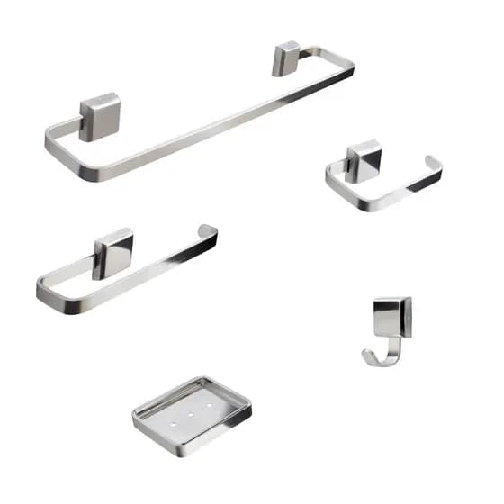 Kit Acessórios Para Banheiro Luxo 5 Peças Saboneteira Inox