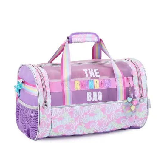 Sacola Grande Bag Viagem Academia com Divisórias Arco-Iris Organizadora Estilosa Lilás Rosa Passeio