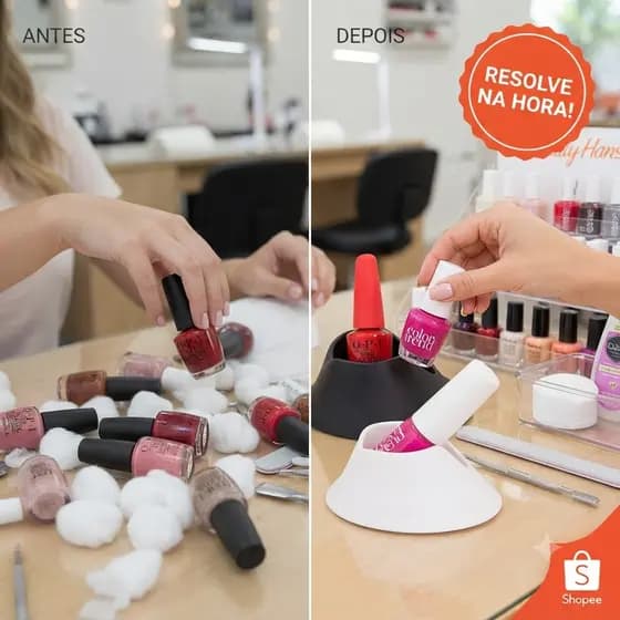 Porta Esmalte Inclinado Suporte de Mesa Manicure Profissional Organizador com Fita Dupla Face
