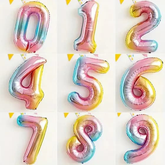 Kit 2 Uni Balão Bexiga 32 Pol Metalizado Número 70CM Grande Aniversário Festas Decorações Colorido