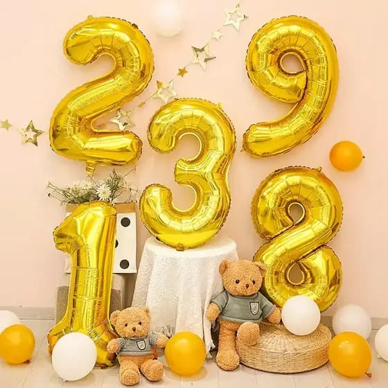 Kit 2 Balão 32Pol Metalizado Número 80CM Balões Grande Bexiga Aniversário Festas Decorações Dourado