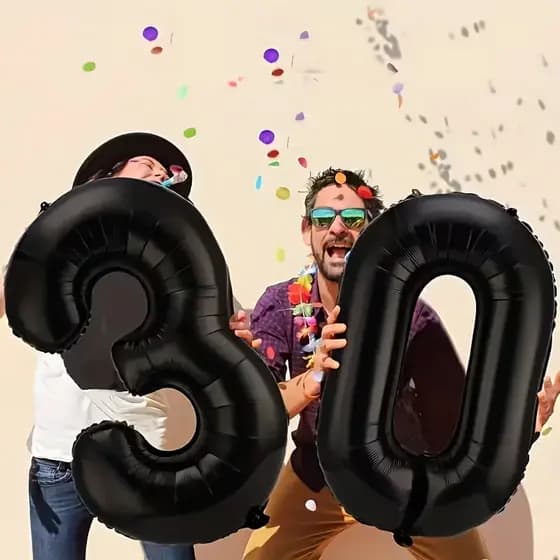 Kit 2 Uni Balão Bexiga 32Pol Metalizado Número 70CM Grande Aniversário Festas Decorações Preto