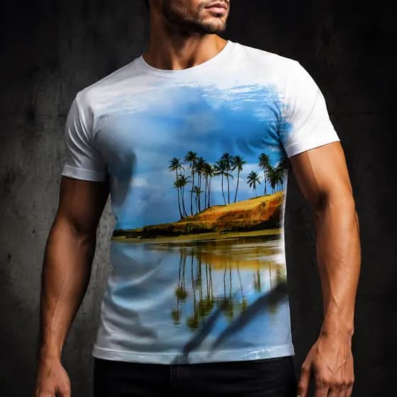 Camiseta Paisagem Praia Mar Ilha - Dicelli