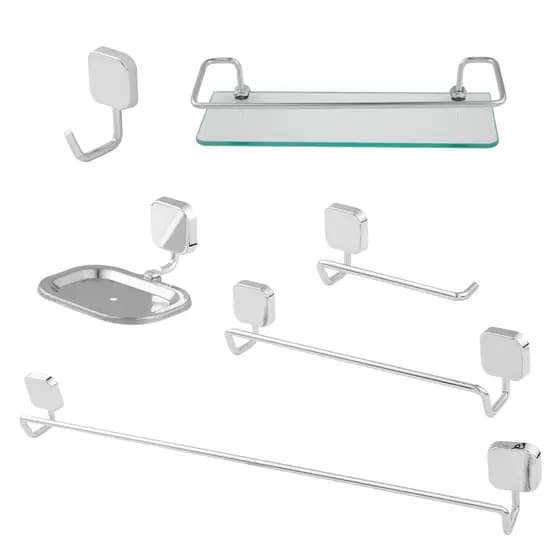 Kit Acessórios 06 Peças Venezza Para Banheiro Cromado
