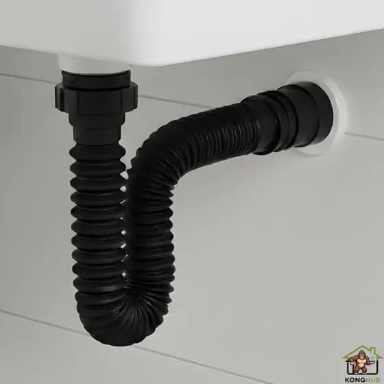 Sifão Flexível Sanfonado ABS Universal Ajustável Pia Banheiro Cozinha Tanque PRETO