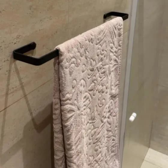 Porta Toalha Para Banheiro Parede Suporte De Banho Banheiro Preto Fosco Supremo Alumínio