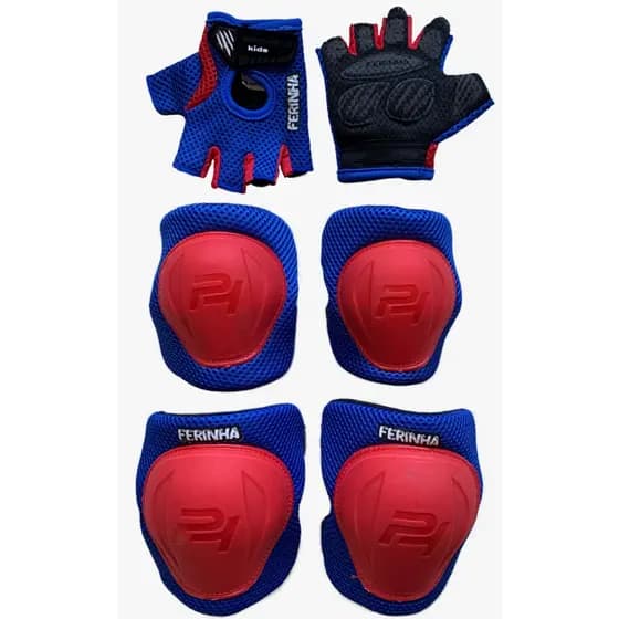 KIT INFANTIL DE LUVAS, JOELHEIRAS E TORNOZELEIRAS PRO HAND PARA PRATICA DE ESPORTES INFANTIL