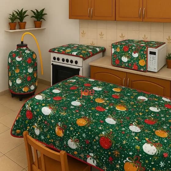 toalha de mesa kit de cozinha utensílios para cozinha e tecido natalino
