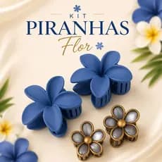 KIT Presilhas de Cabelo Femininas de Flor Pequena e Grande Piranha Acessórios Cabelo Penteado Viral