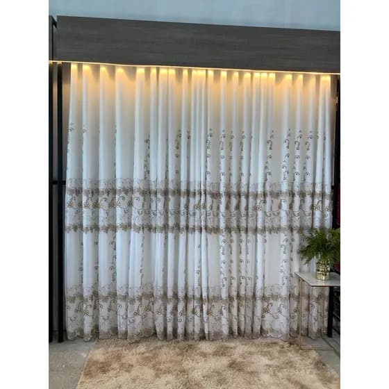 CORTINA BORDADA LUXO COM FORRO 5,80m x 2,70m