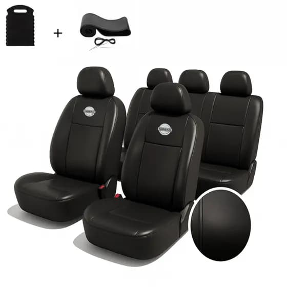 Jogo Capas Banco Automotivo Carro Nissan Couro Impermeável Versa Livina Frontier March Kicks Sentra