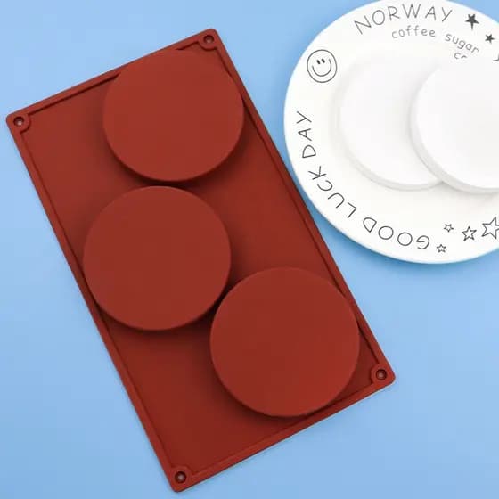Molde De Silicone Redondo De 3 Cavidades De 4 Polegadas Disco De Chocolate Biscoito Feito À Mão