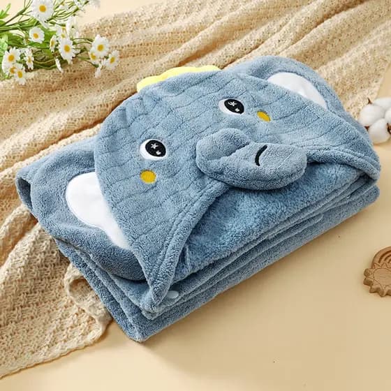 💓Toalha de Banho Bebê Com Felpuda Capuz Infantil Recém Nascido com Orelhinha Menino e Menina 138*68cm FTB0632