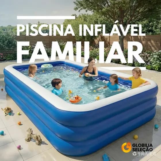 🔥Piscina Inflável Retangular Infantil 3 Anéis Piscina Inflável Playground Swimming Pool Adulto Piscina Grande