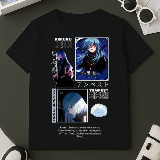 Camiseta Estampada Rimuru Tempest T-shirt Blusa 100% Algodão Premium Masculino Do Tamanho 2 ao GG