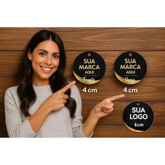 Tag Redonda 4x4cm Personalizada Frente e Verso Alta Qualidade para Lembrancinhas Brindes e Produtos