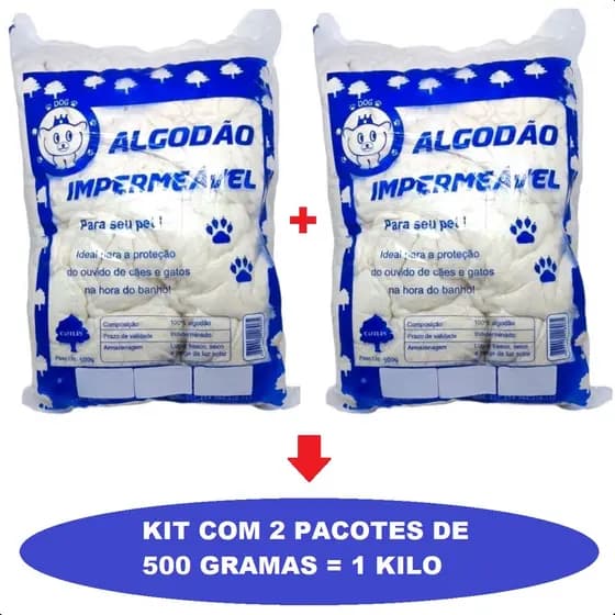 Algodão Impermeável Hidrófobo Ouvidos De Cães E Gatos 1KG