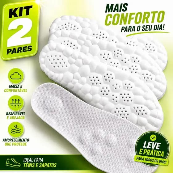 Kit 2 Pares Palmilha Ortopédica Gel Anatômica Confortável Fascite Plantar Esporão Tênis Bota Coturno Sapato Sapatênis