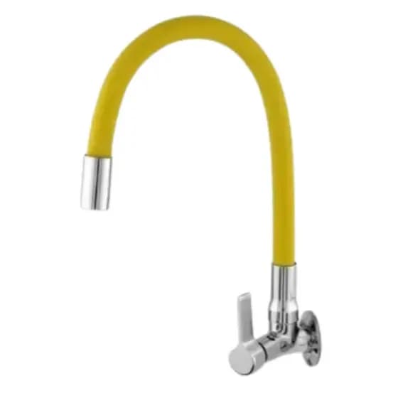 Torneira Bica Móvel Cozinha Parede Cano Flexível Amarelo 2158 C-70 1/4 Volta