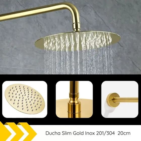 Chuveiro Ducha de Banho em Aço Inoxidável 201/304 - Redondo ou Quadrado 20*20 CM