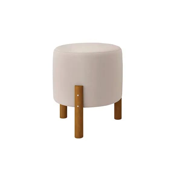 Banquinho decorativo Multiuso Banqueta Redondo Puff pés em madeira