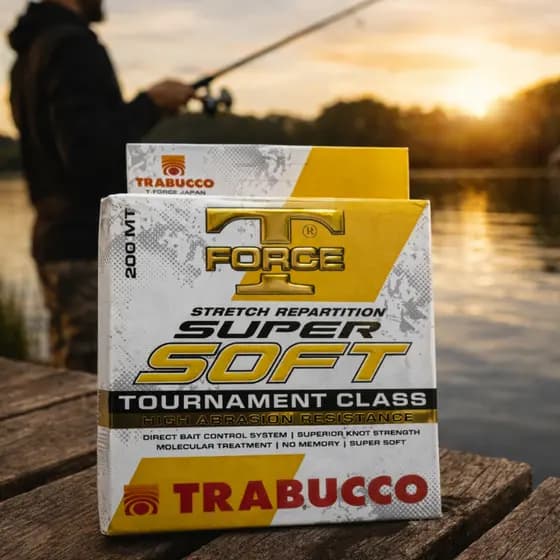 Linha de Pesca Trabucco T-Force Super Soft 200m Alta Resistência Abrasão Classe Torneio Dourada