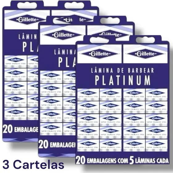 Cartela de Lâminas Gillette Platinum Barbear Barbeiro Barbearia Estética