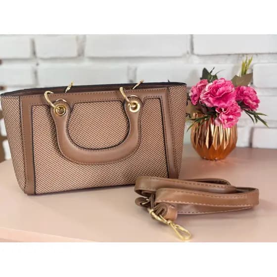 Bolsa Feminina Pequena Tiracolo Moderna Handbag Estruturada Texturizada com Alça Tranversal Removível