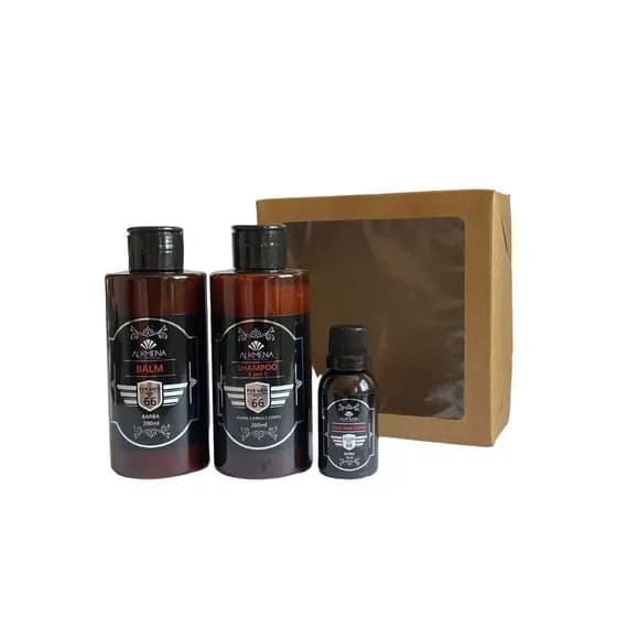 Kit Balm, Óleo para Barba e Shampoo 3x1 For Men - Alkmena M-01