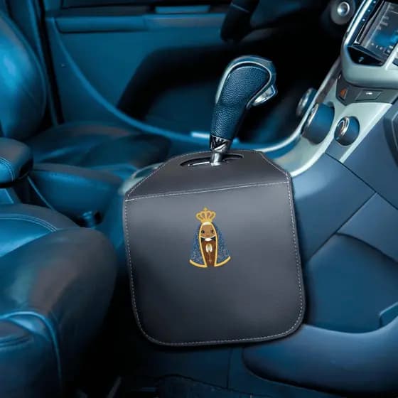 Lixeira Para Carro Couro Personalizada Organizador Porta Lixo Acessório Veicular Cristão