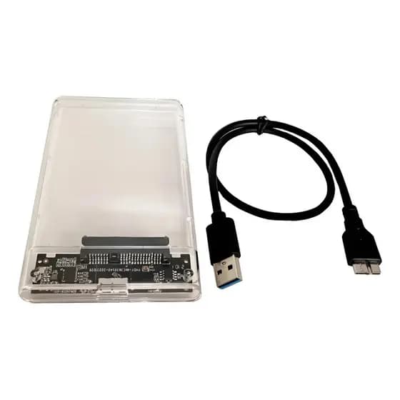 Case HD Externo Transparente Para HD/SSD SATA 2,5″ Adapta...