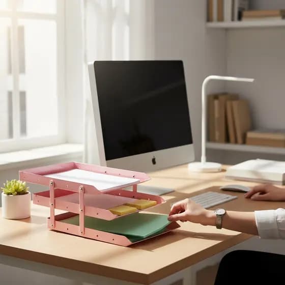 Bandeja Mesa 3 Andares Rosa Maxcril porta Documento Papel A4 Organizador Escritório Home Office Fofo