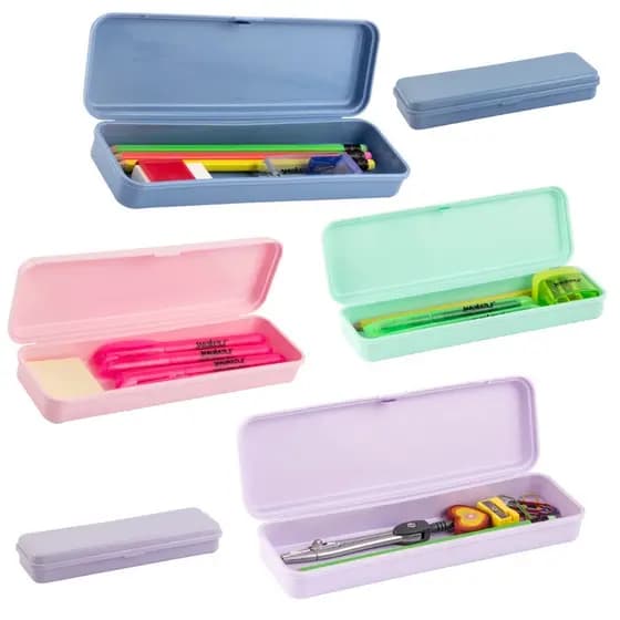 Estojo Plastico porta lapis Maxcril kit 5 unidades Talheres Escova Dente Viagem 20cm Multiuso waleu