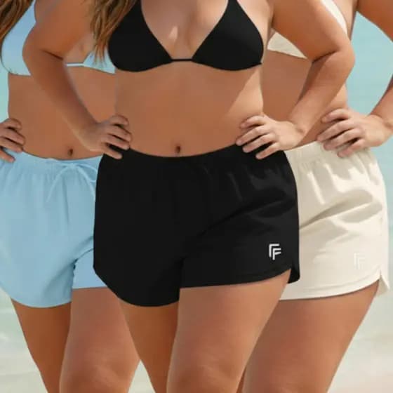 Shorts Feminino Plus Size G1 G2 G3 G4 Tactel com Elastano Verão Envio Rápido Praia Piscina