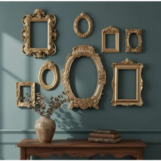 Kit Molduras D224 Decoração Casa Quadros 8 Peças Resina Vintage Parede Provençal