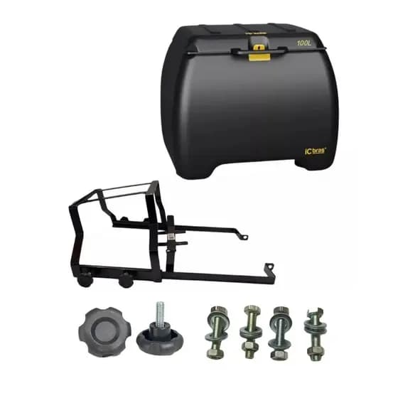 Caixa Baú Moto 100L Icbras + Suporte com Regulagem para Garupa Várias Motos Trava Mais