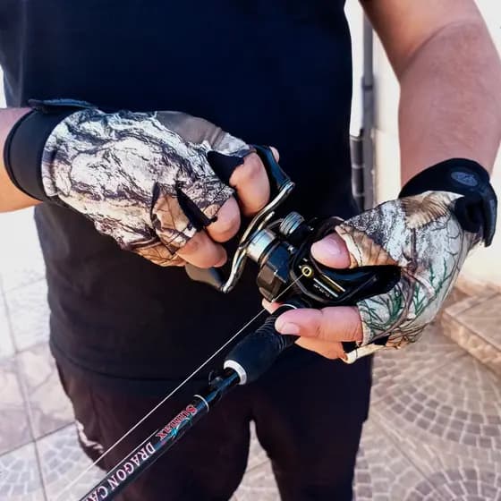 Luva Pesca Antiderrapante Microfibra Camuflada Albatroz Proteção Solar