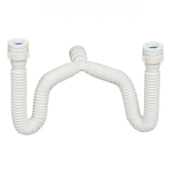 Sifão Sanfonado Duplo Pia Flexível Extensível Universal Branco Para Cuba Banheiro, Cozinha, Tanque