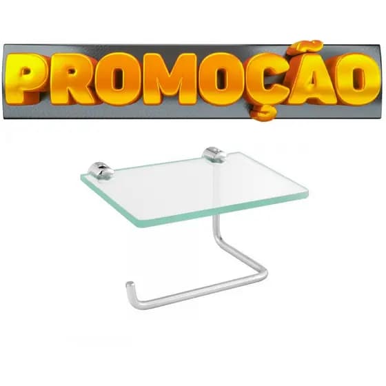 Papeleira Porta Papel Higiênico Com Prateleira Vidro Para Celular ou Decoração Banheiro