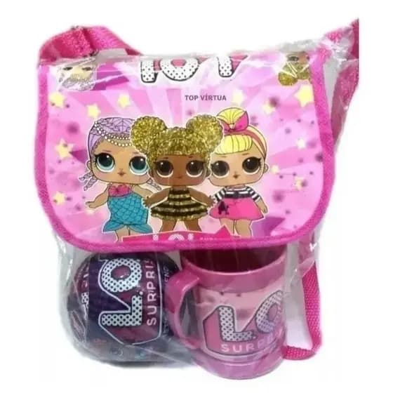LOL Kit 3 peças LOL Bolsa + copo + lol Surprise Fantoche