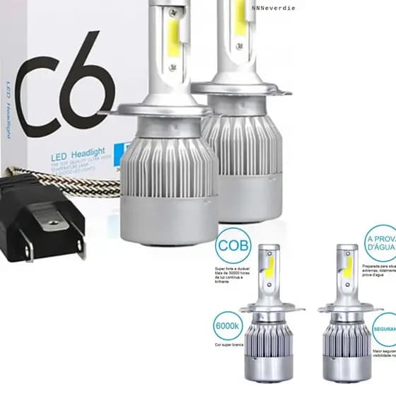 Par Lâmpadas H4 Super Led Top 6000K 7200 Lumens C6 Farol de Carro Acessórios para Veículos