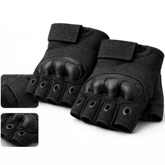 Luva Tática Meio Dedo Antiderrapante Respirável Com Velcro Tamanho M