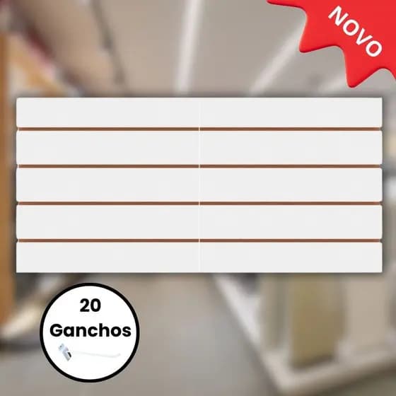 Painel Canaletado Expositor MDF 1,20x0,60m + 20 Ganchos ENVIO IMEDIATO