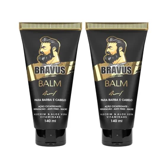 02 - Balm para Barba 4 Em 1-Bravus /para Todos Os Tipos De Barba