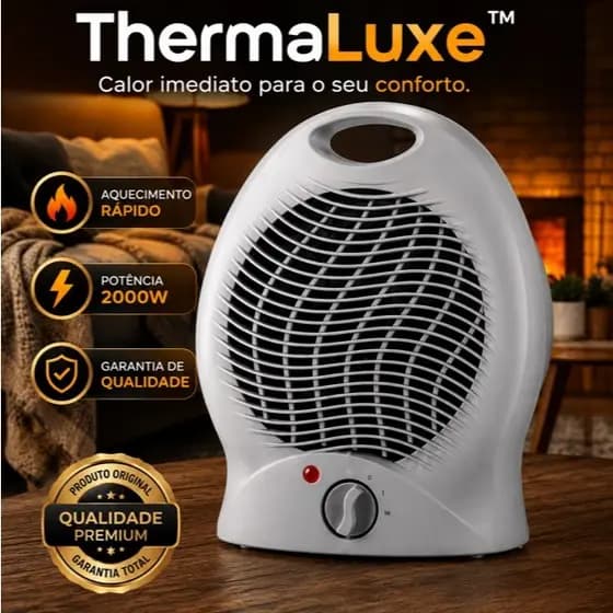 Aquecedor Elétrico Portátil 2000W ThermaLuxe 220V Aquecimento Rápido para Quarto Sala Escritório