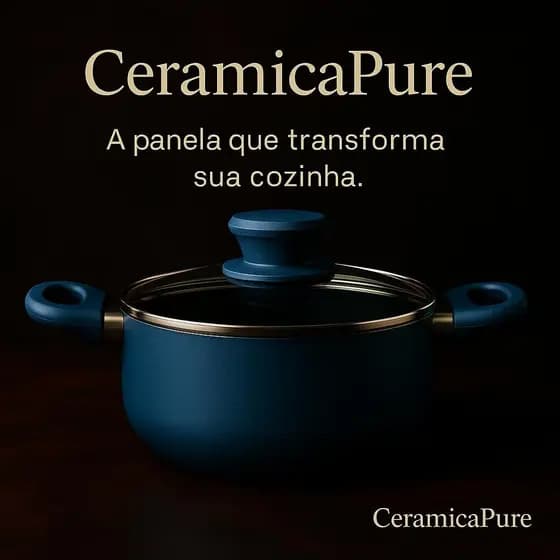 Panela Antiaderente Cerâmica 18cm Azul Tampa