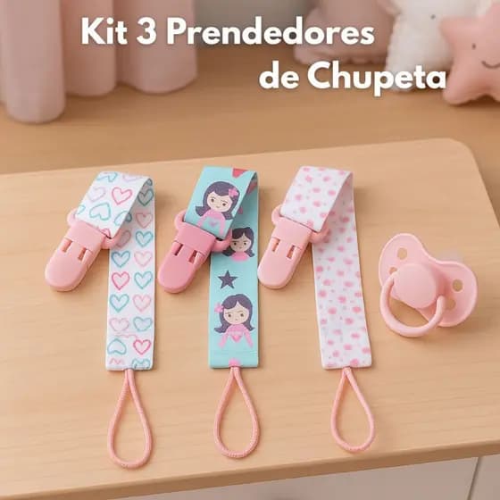 2 e 3 Prendedor de Chupeta Bico Bebe Baby Mam Buba Silicone Avent Philips Kuka Nuk Lolly Lillo MENINA