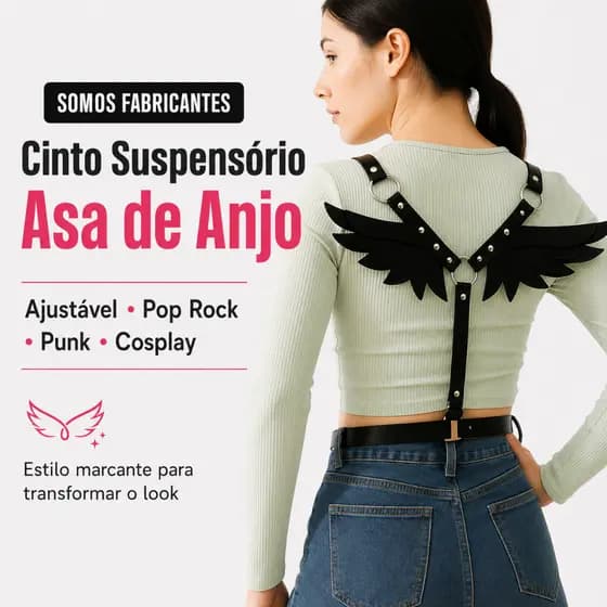 Cinto Suspensório Asa de Anjo Ajustável - Arreio Harness Feminino - Arnês - Pop Rock, Punk, Cosplay