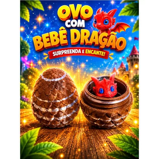 Ovo Dragão Com Bebê Dragão Surpresa | Mini Dragon Colecionável Infantil Decorativo